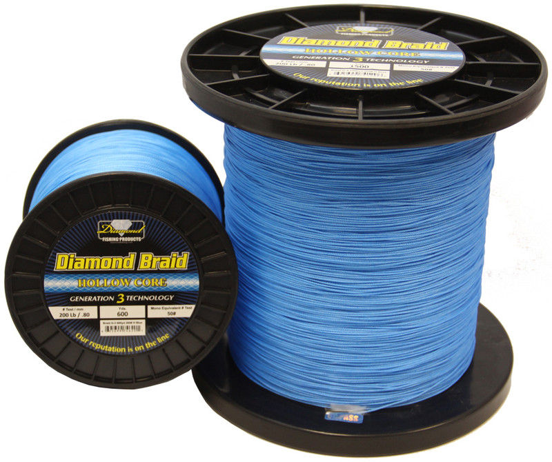 Diamond Braid Gen 3 Blue Hollow Core - 3000yds - 130lb