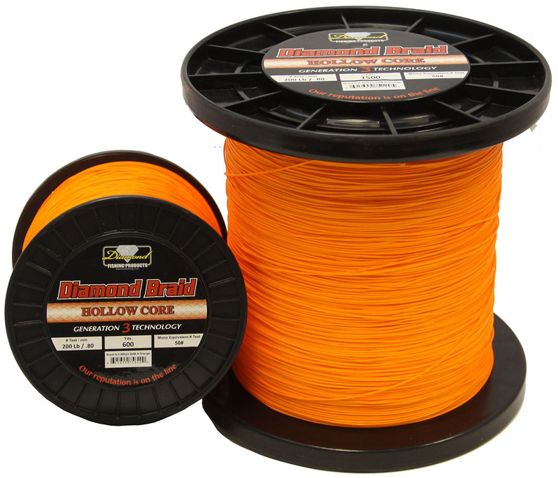 Diamond Braid Gen 3 Orange Hollow Core - 1500yds - 60lb - TackleDirect