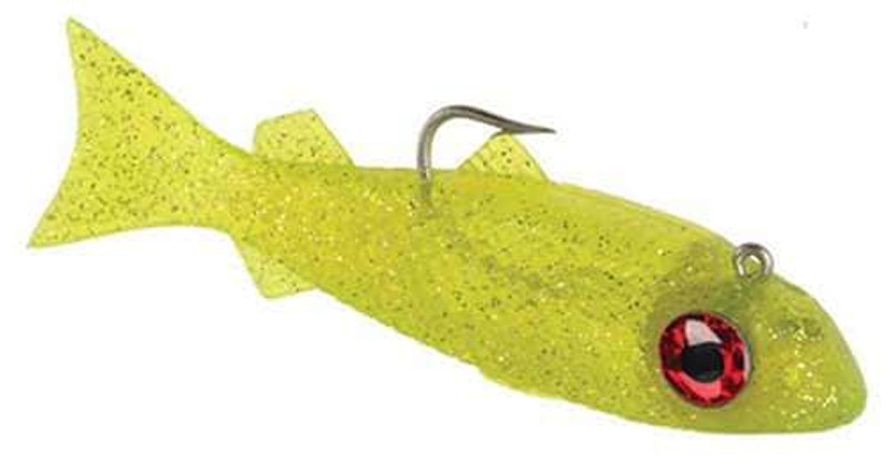 DOA Swimming Mullet Red Eye 318 Chartreuse/Silver Glitter