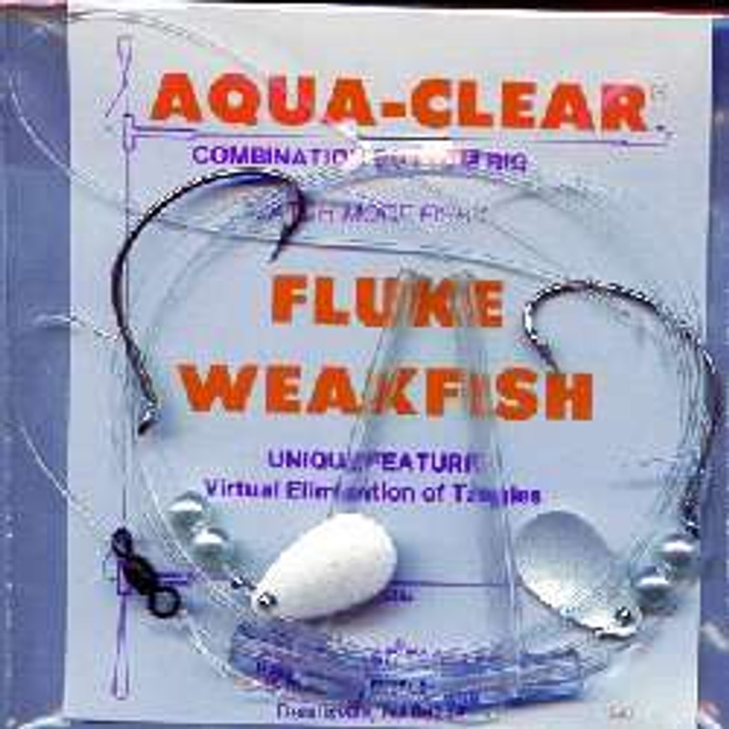 Aqua-Clear FW-2P2S Hi/Lo Fluke/Weakfish 2/0 Nickel Wide Gap Hooks w/Pearls  and 2 Spinners Rig - Fin-atics Marine Supply Ltd. Inc.