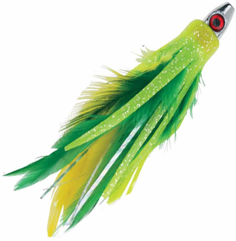 Boone Feather Trolling Jig 1/4oz 4in 2pk Green/Yellow