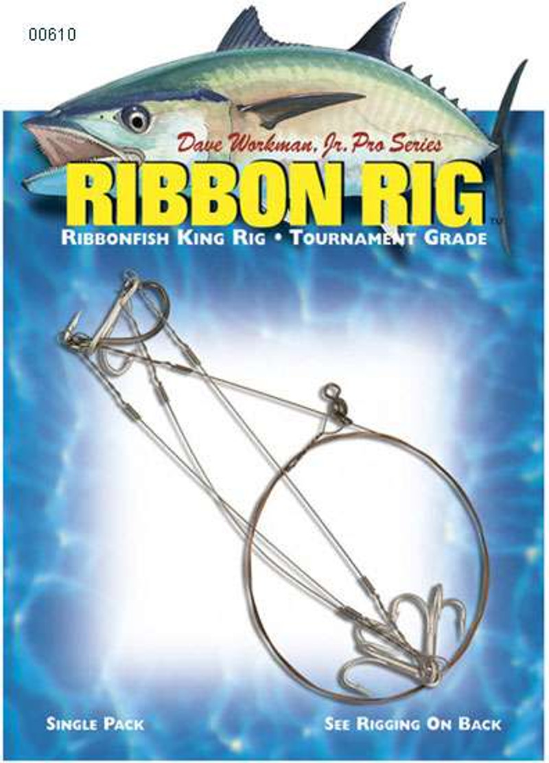 Boone Ribbon Rig 1pk 00610 - 2/0 Single Hook, 3 #4 Treble Hooks