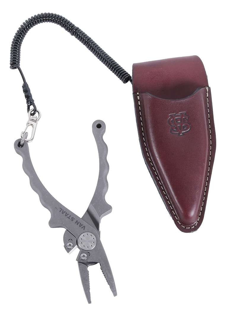 Titanium Fishing Pliers With Leather Sheath- Braid Side Cutter - Gift Box