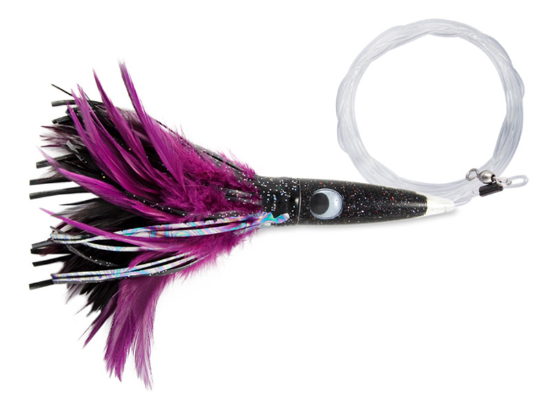 CandH Wahoo Whacker Feather Lure - 10in - Black Foil/Purple - TackleDirect