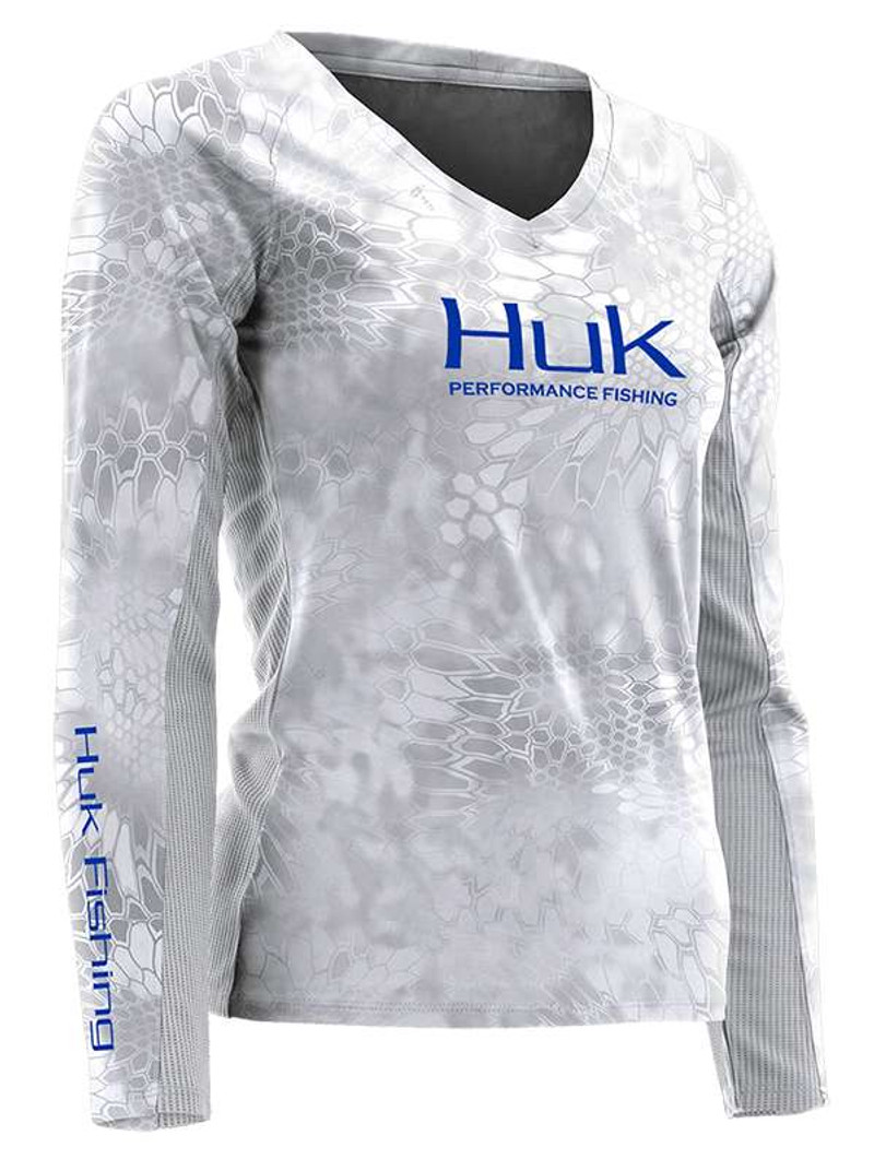Huk Womens Kryptek Icon V-Neck LS Shirt - Kryptek Yeti - TackleDirect