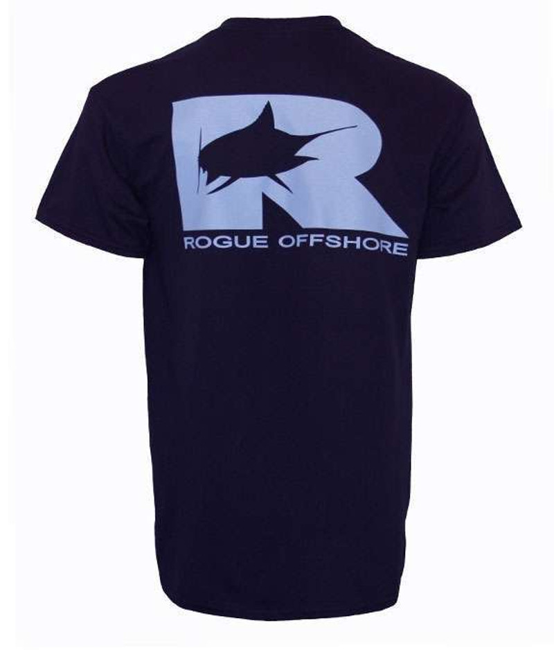 Rogue Offshore Marlin Logo Short Sleeve T-Shirt Navy/Columbia Blue - Medium