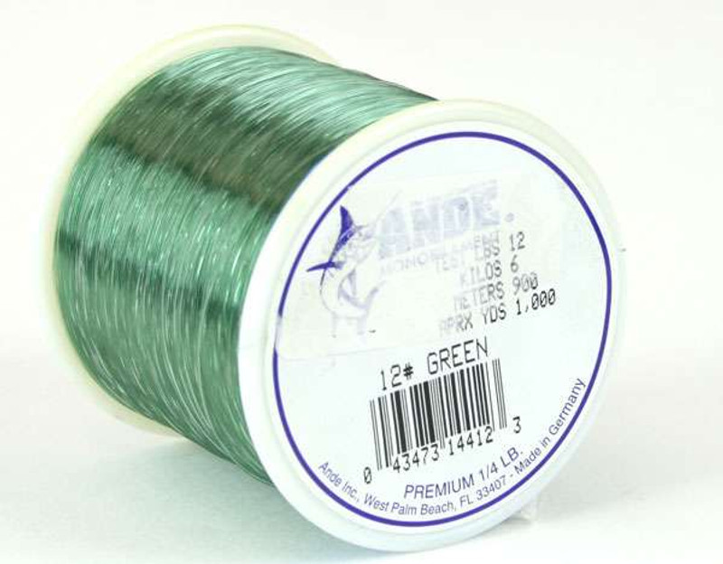 Ande Monofilament Line (Clear, 12 -Pounds Test, 1/4# Spool)