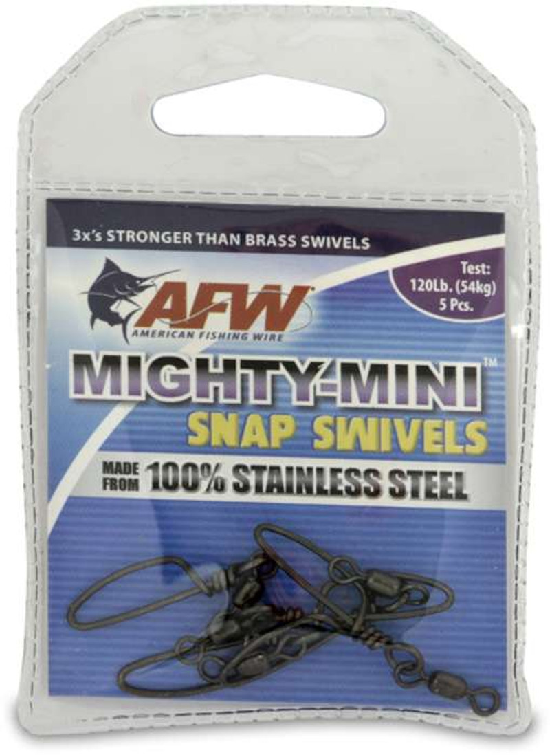 American Fishing Wire AFW Solid Brass Ball-Bearing Snap Swivels w/Double  Welded Rings - Gunmetal Black