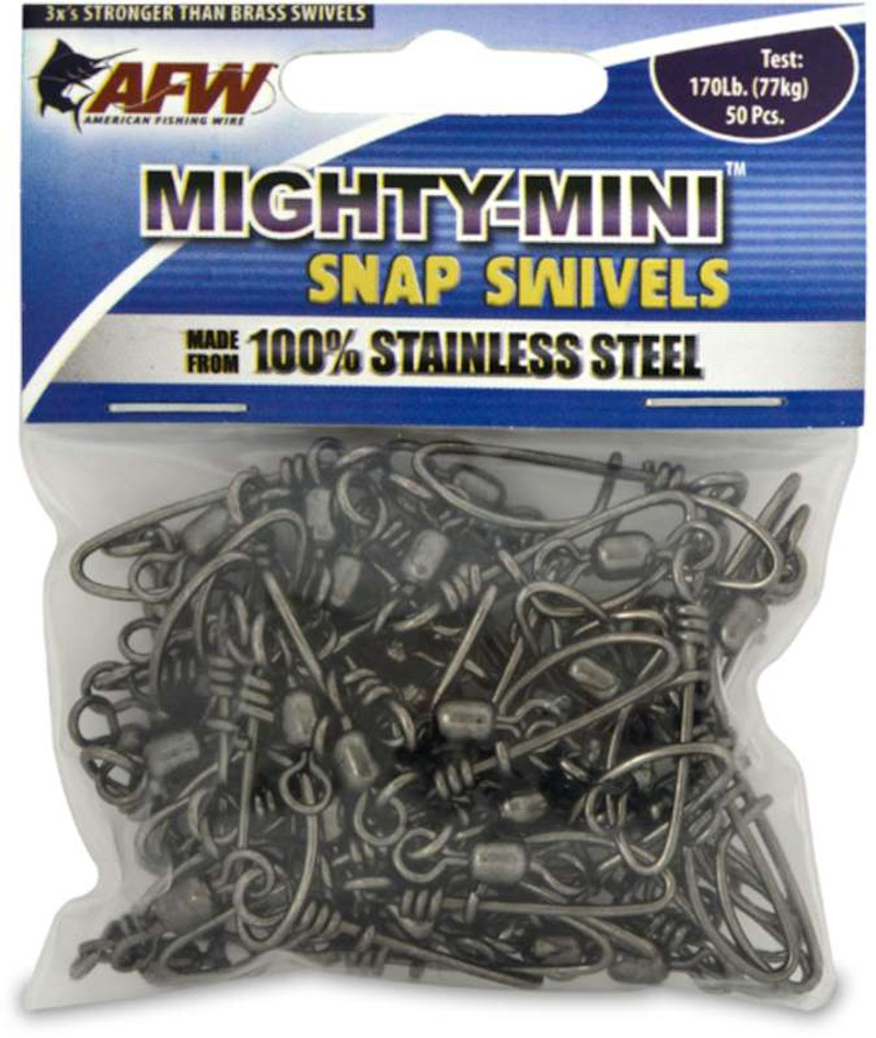 AFW MIGHTY-MINI Stainless Steel Snap Swivels 50 Pack SIZES  1,2,3,5,6,2/0,4/0 - Steel Fabricators London