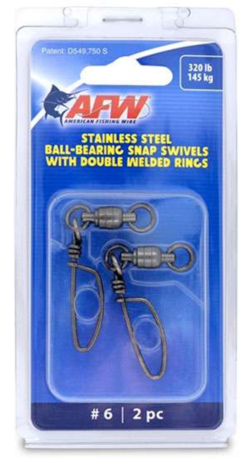 American Fishing Wire 7 Stainless Steel Ball Bearing Snap/Swivels  (10-Piece), Black, 400-Pound