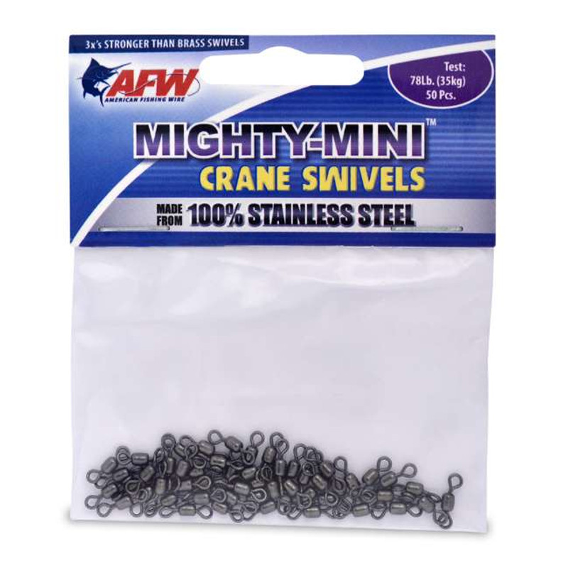 Mighty Mini Stainless Steel Crane Swivels, Size #7, 180 lb (82 kg) test,  Gunmetal Black, 10 pc