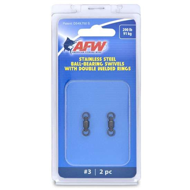 AFW FWV03B-A Size #3 200lb Stainless Steel Ball Bearing Swivels, 2pc