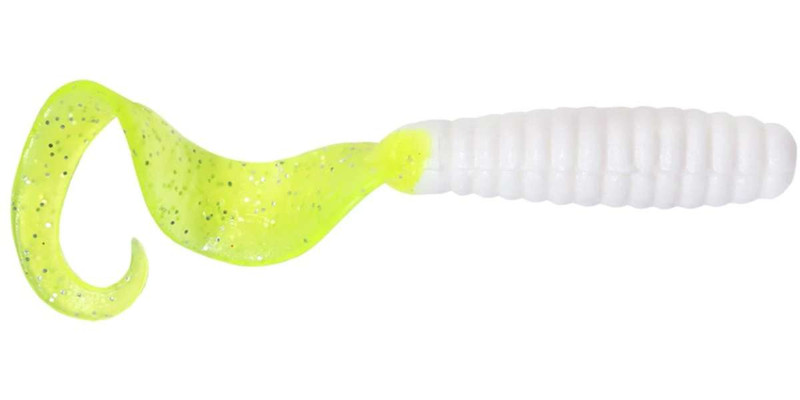 Sea Striker H4CT20 Got-Cha 4'' Curltail Grubs 20 Pack 33 White/Chartreuse  Tail