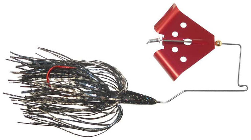 MegaStrike Cavitron BuzzBait 1/4oz Red Blade Black and Silver Scale