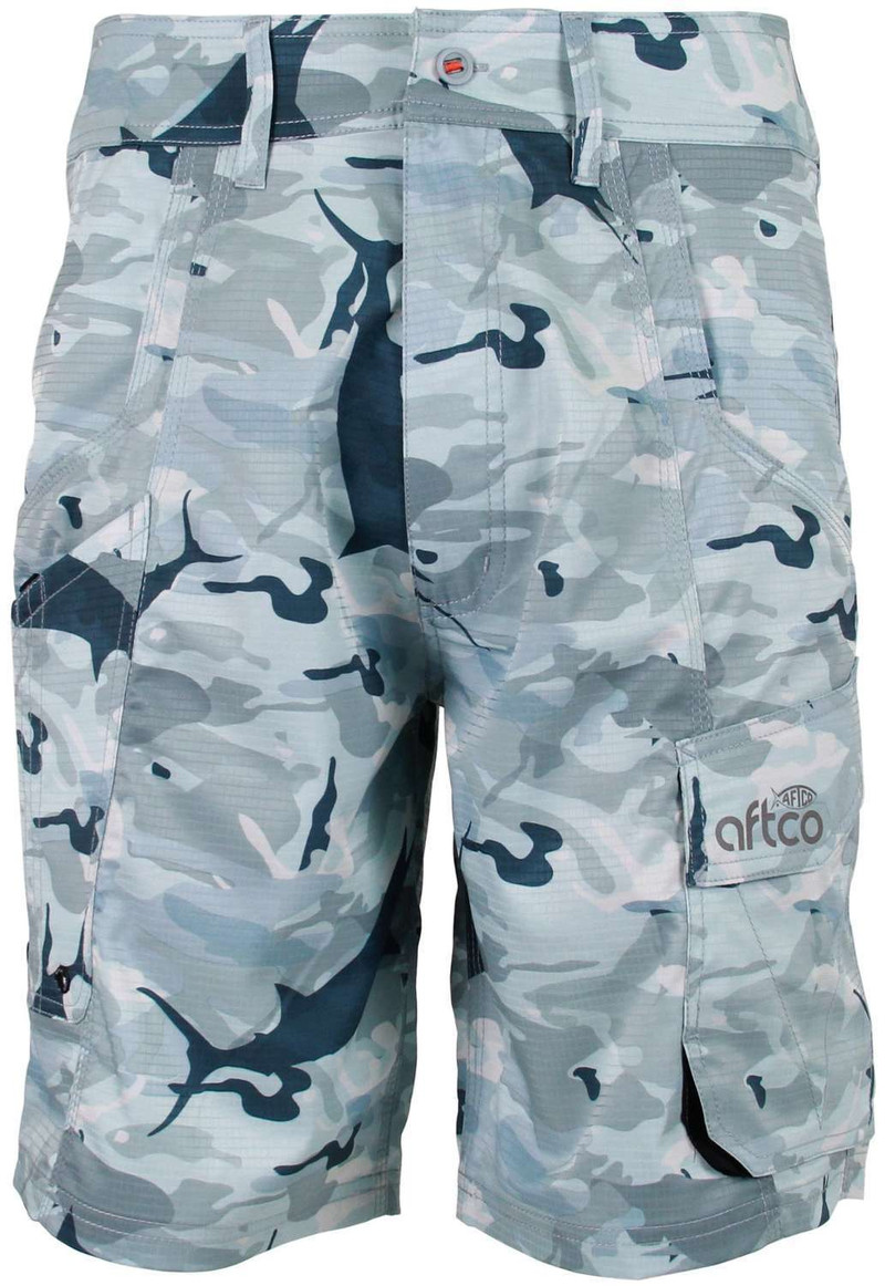 AFTCO Tactical Fishing Shorts Blue Camo (m82-bcam) Aftcoshorts4u