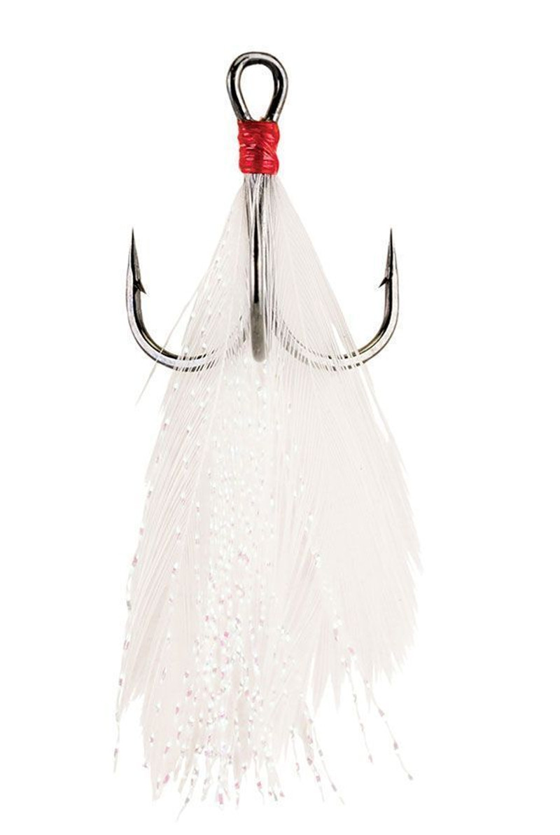 Berkley Fusion19 Feathered Treble Hooks - White - Size 2 - TackleDirect