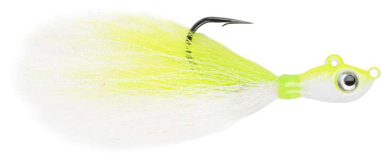 Mustad BEB-1/8-WCH Big Eye Bucktail Jig 1/8oz Chartreuse/ White
