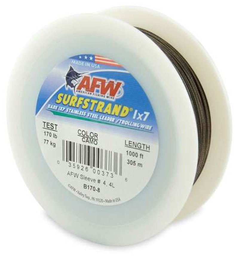 American Fishing Wire Surflon Nylon Coated 1x7 Stainless Steel Leader Wire, Camo Brown Color, 20 Pound Test, 1000-Feet