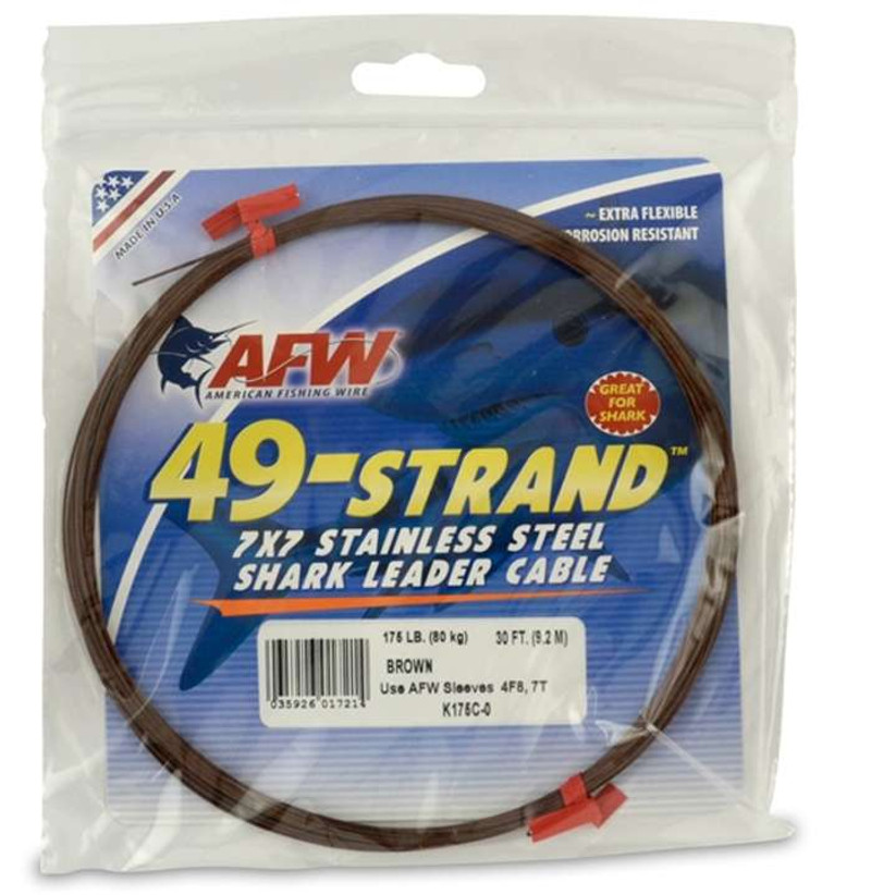 AFW TOOTH PROOF LEADER WIRE BROWN 9.2M- Fishing Wire Leader