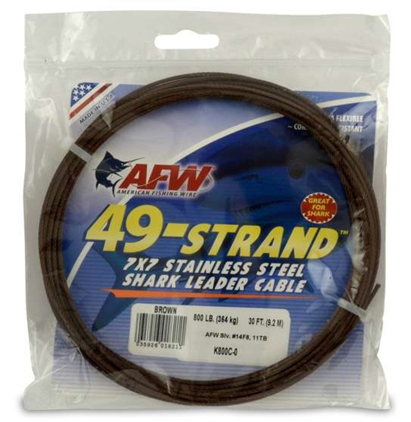 American Fishing Wire 49-Strand 7x7 Stainless Steel Shark Leader Cable, 30