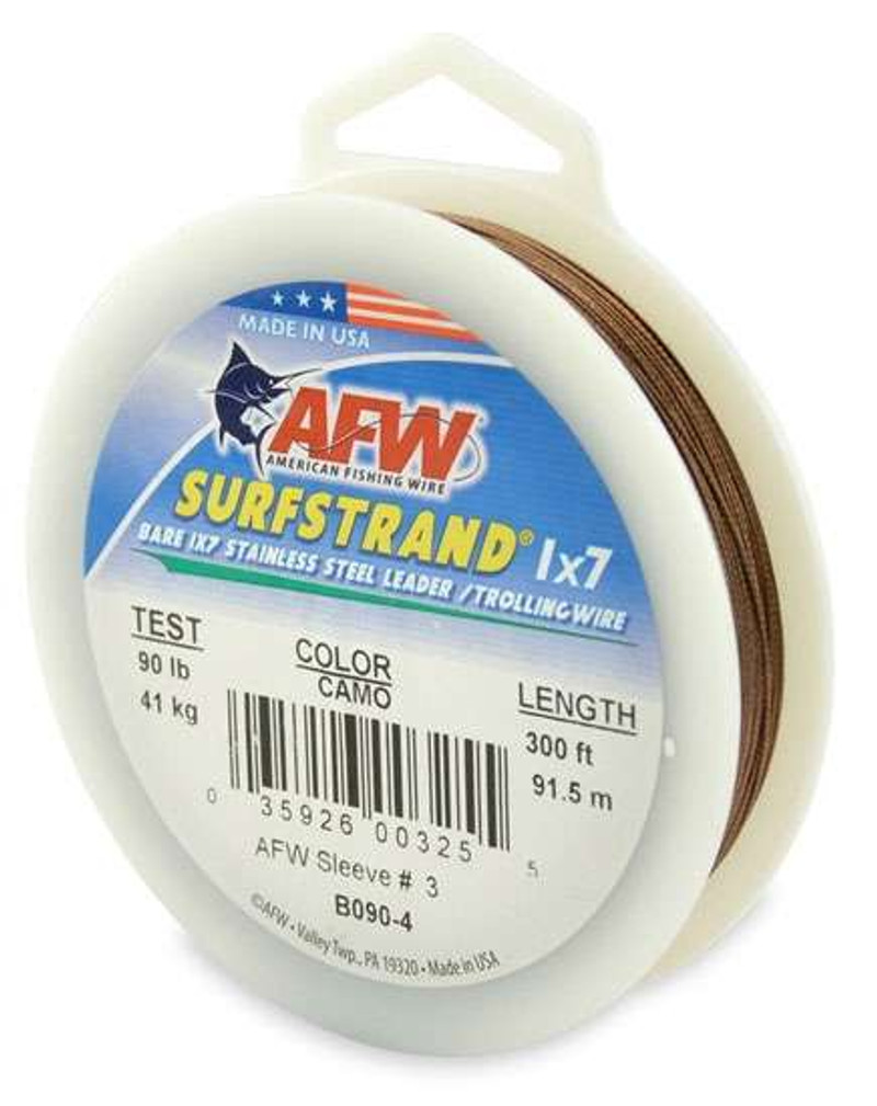 American Fishing Wire Surflon Nylon Coated 1x7 Stainless Steel Leader Wire, Black Color,90 Pound Test, 100-Feet