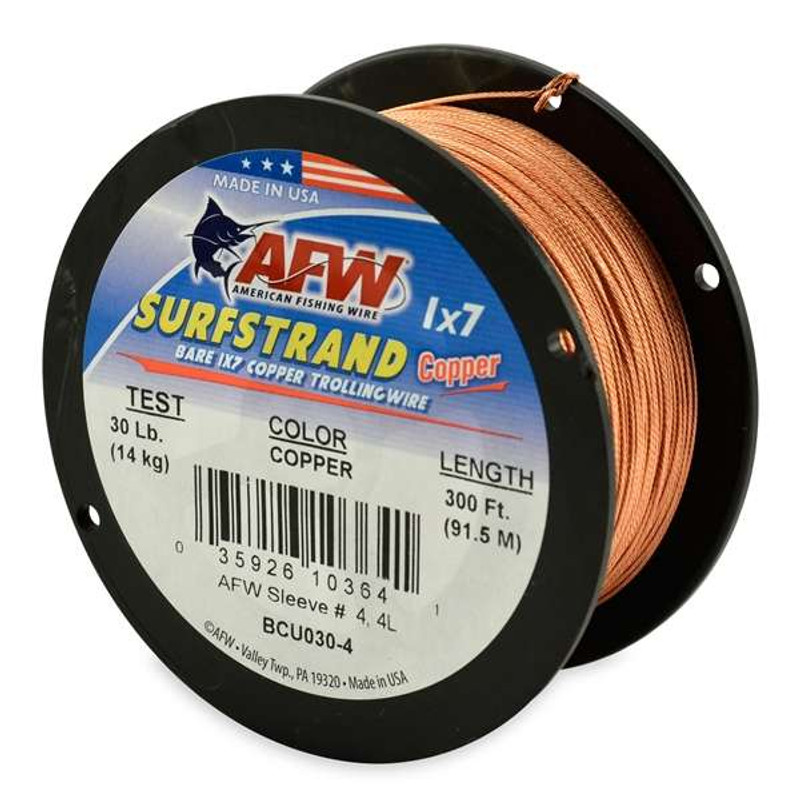 American Fishing Wire BCU030-4 Surfstrand Bare Copper Trolling