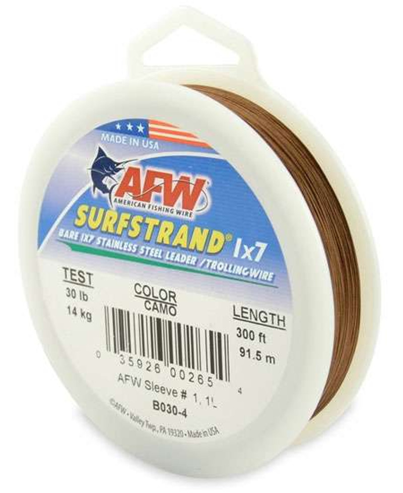 AFW - 49 Strand, 7x7 Stainless Steel Shark Leader Cable - Camo - 500 Feet 