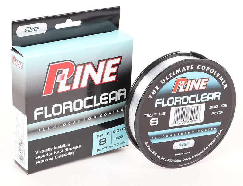 P-Line Floroclear Fluorocarbon Coated Mono Line - 8lb - 300yds