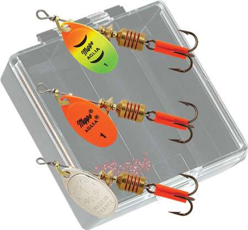 Mepps Trout Pocket Pac KB-T, 3 Plain Aglia Mepps Spinners