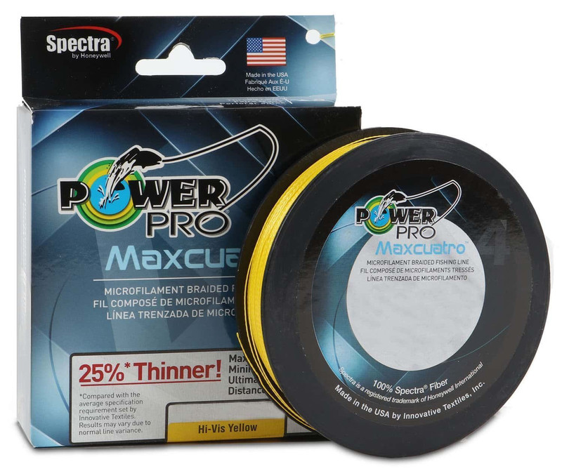 PowerPro Maxcuatro Braided Fishing Line 50lb 1500yds Hi-Vis Yellow