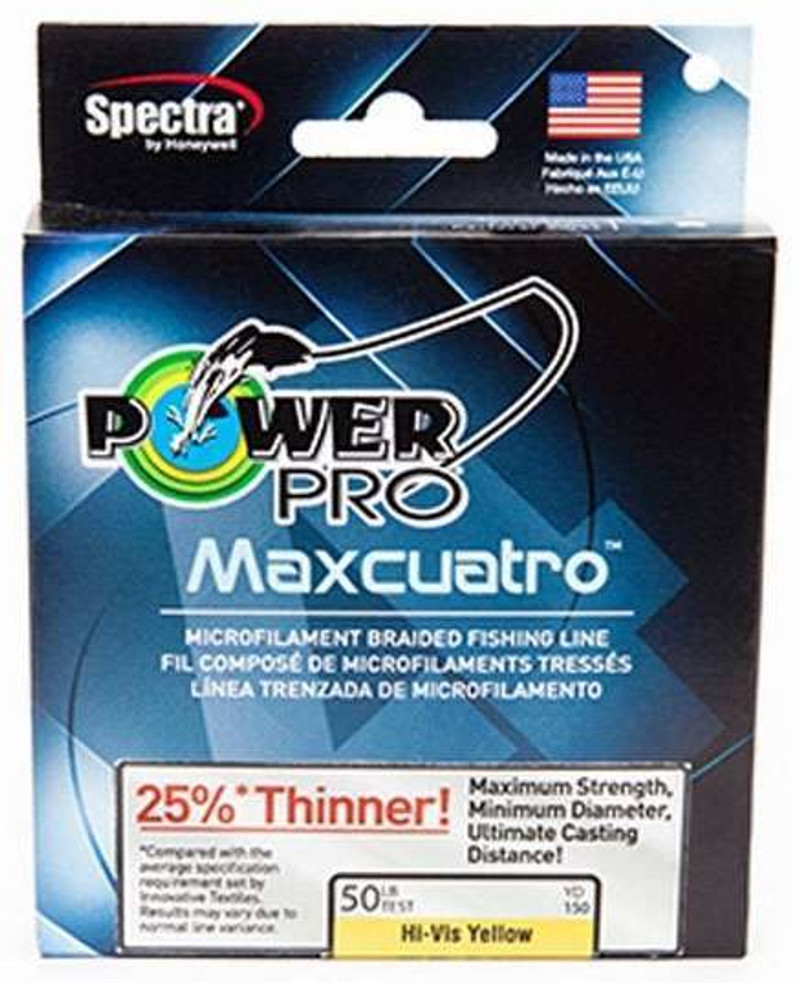 Power Pro Maxcuatro 20lb 1500 yd Hi-Vis Yellow Braided Line