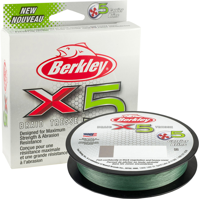 Berkley X5 Braided Line - Low-Vis Green - 40lb - 165yds - TackleDirect