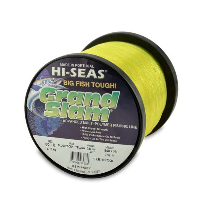 Hi-Seas Grand Slam Monofilament, 25 Pound Test, Smoke Blue, 1/4