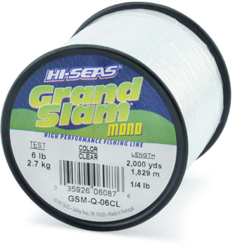 HI-SEAS Grand Slam Monofilament Fishing Line - Strong & Abrasion Resistant  in Clear, Pink, Green, Smoke Blue, Fluorescent Yellow Freshwater 