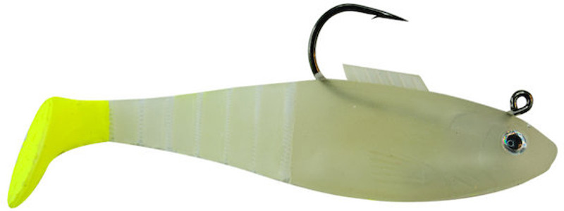 Egret Baits Vudu Shad - 3in - Glow/Chartreuse - TackleDirect