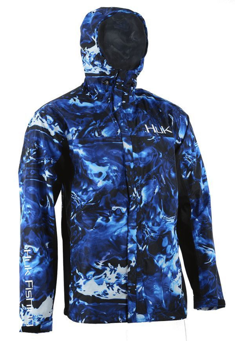 Huk Performance Fishing Men's Gunwale Camo Waterproof Rain Jacket - San Sal  Blue 