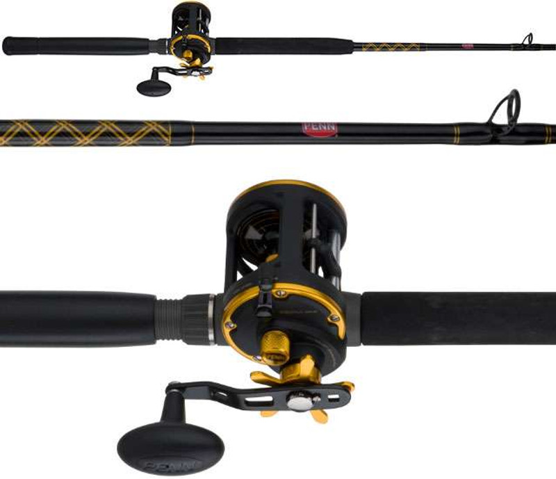 Penn Warfare Level Wind Conventional Reel and Fishing Rod Combo, Black, 6'6