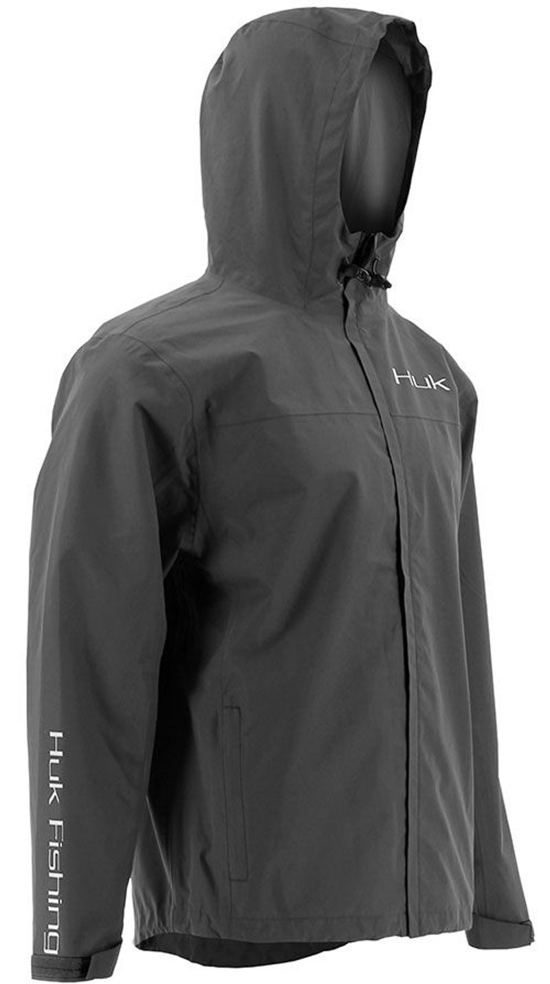 Huk Packable Rain Jacket - Charcoal Grey - M