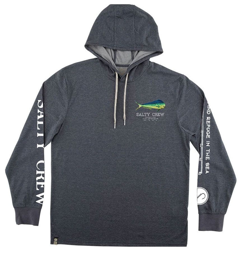 Salty Crew Angry Bull Long Sleeve Hooded Tech Shirt - M - TackleDirect