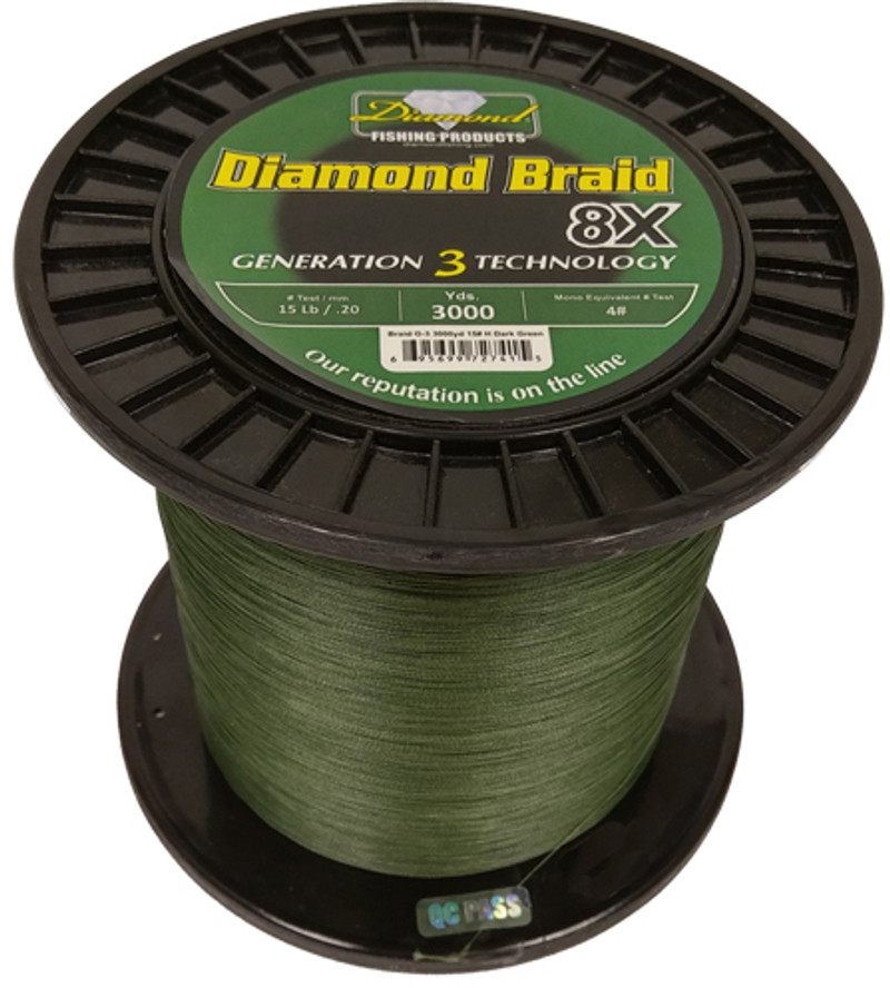 Diamond Braid Generation III 8X Braided Line - Green - TackleDirect