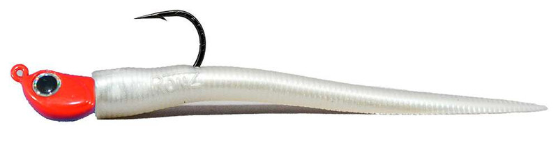 RonZ Shallow Water Rigged Soft Bait - Red/White Pearl - TackleDirect