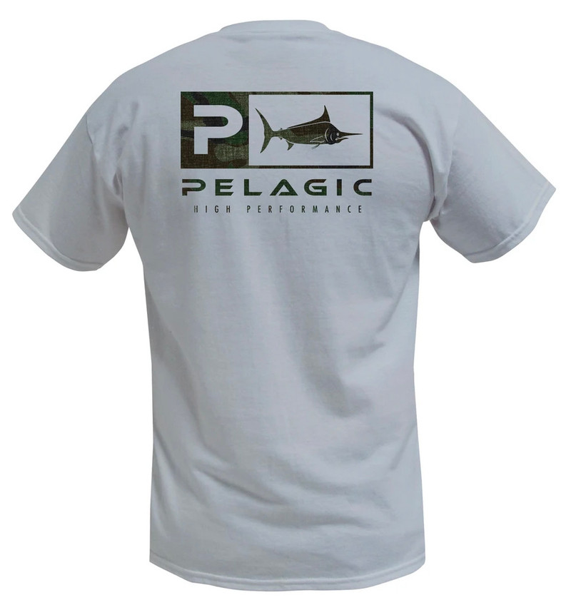 Pelagic Deluxe Fish Camo T-Shirt - Heather Grey - 2X-Large