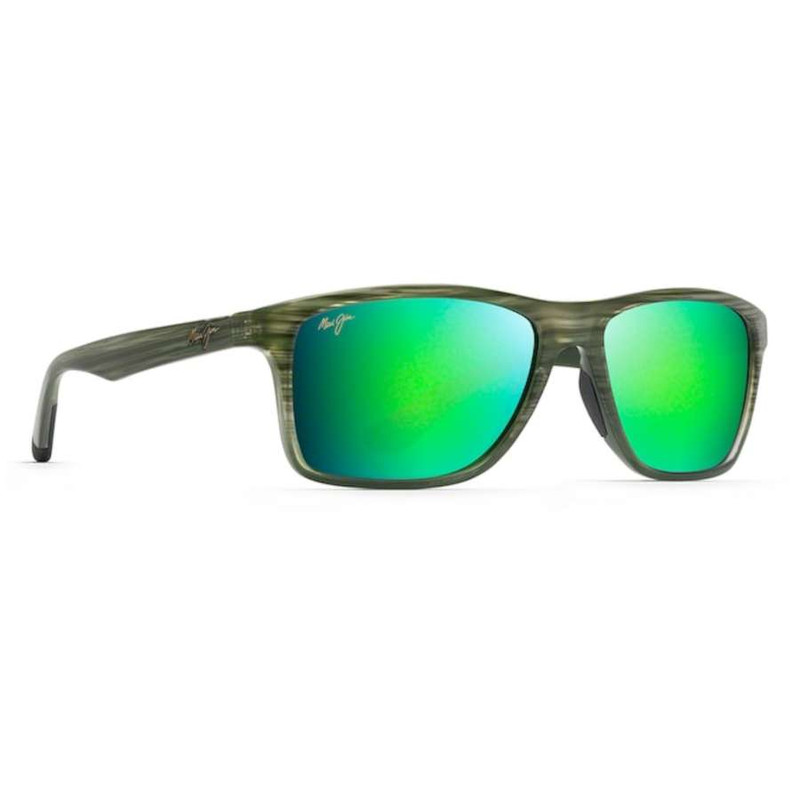 Maui Jim unisex Onshore Polarized Rectangular Sunglasses, 58mm Olive Stripe Fade/Maui Green Gradient Polarized