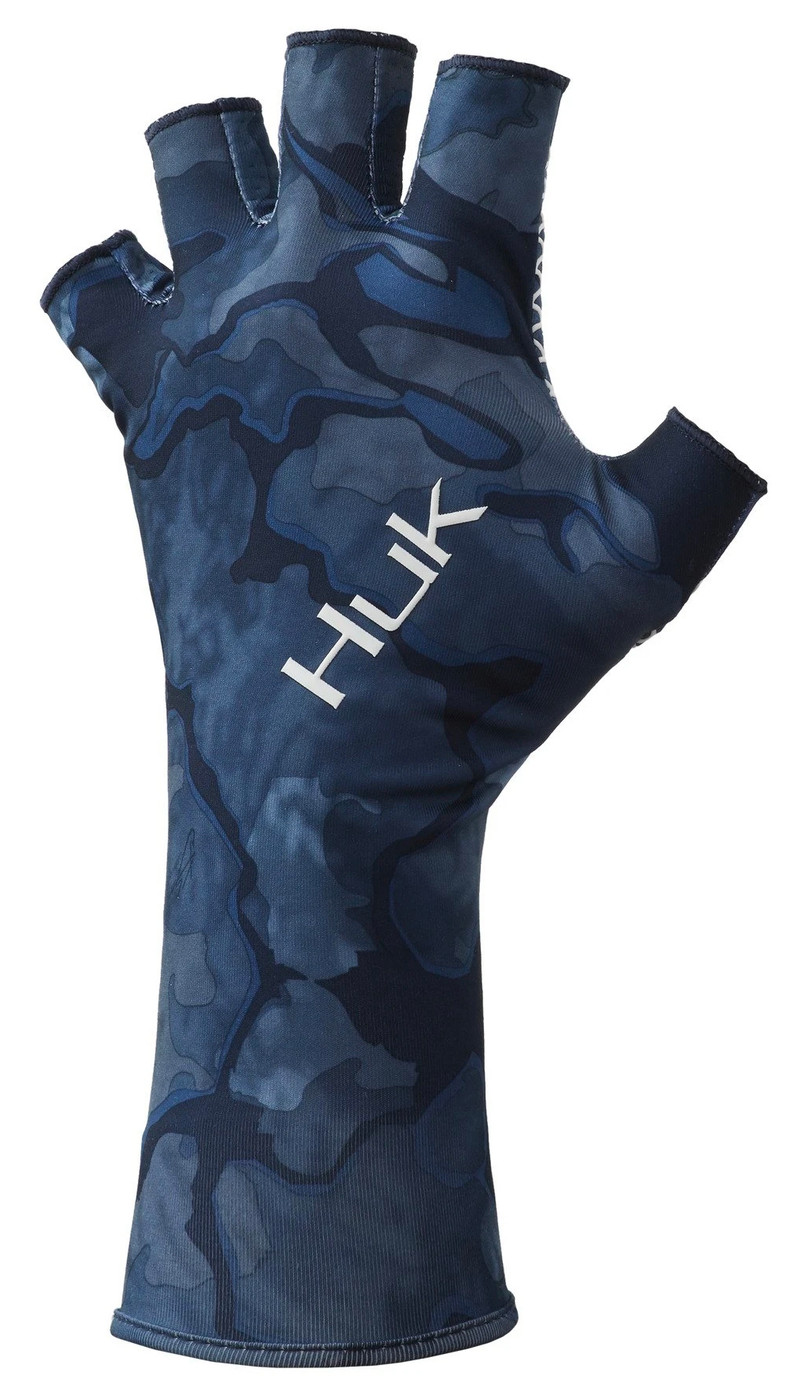 Huk Current Camo Sun Gloves - Pei - TackleDirect