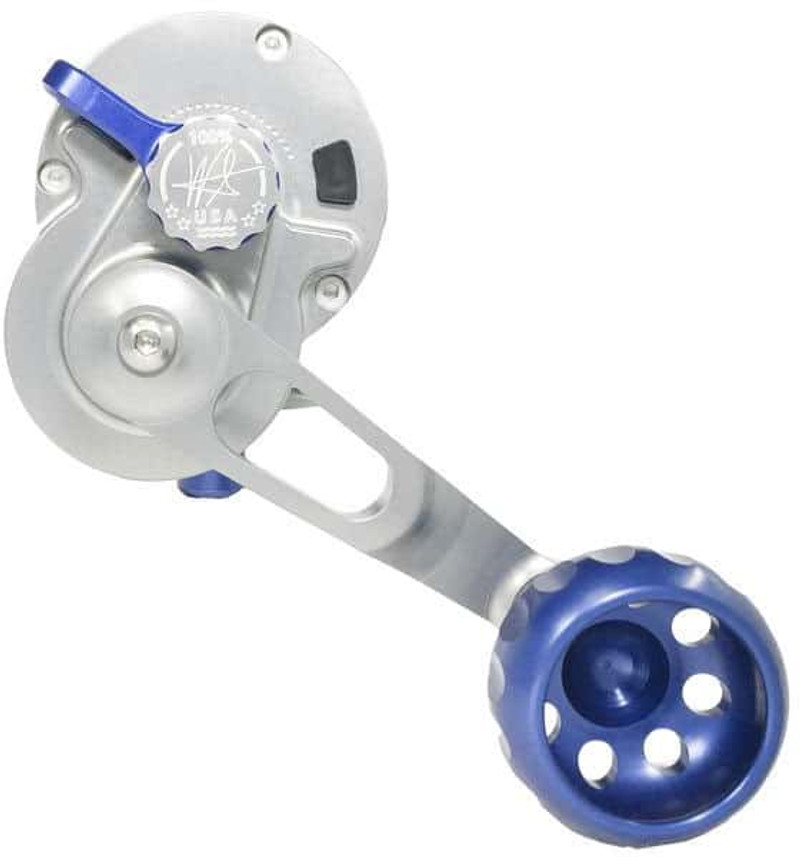 Seigler Large Game Lever Drag Reel - Right Hand Smoke/Blue