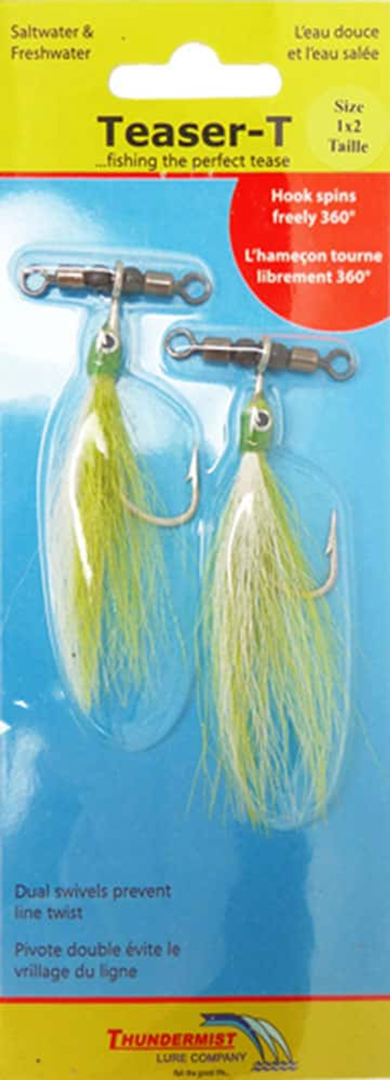 Thundermist Lure Company Teaser-T In-Line Rig Chartreuse/White Medium/5 x 6
