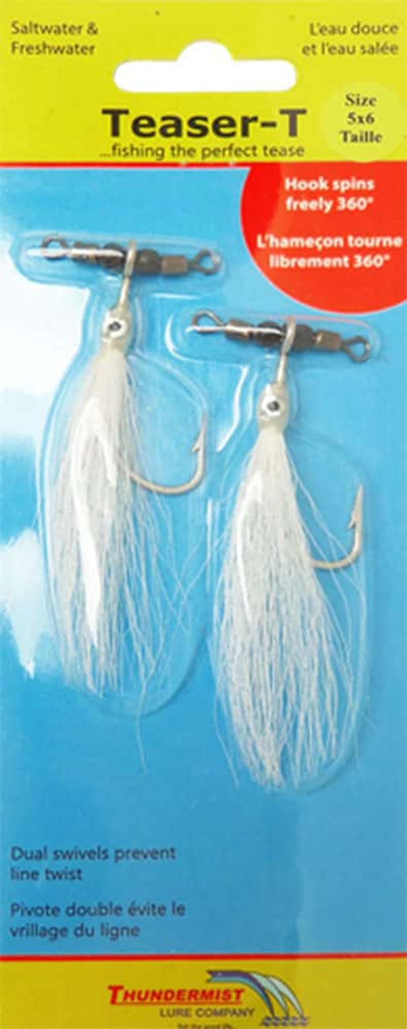 Thundermist Lure Company Teaser-T In-Line Rig Chartreuse/White Medium/5 x 6