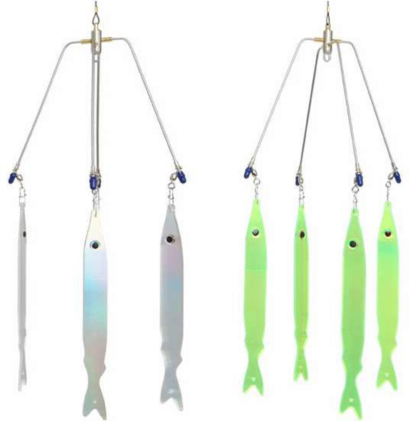 Tournament Cable Striper Umbrella Rigs with 3D Stickbaits