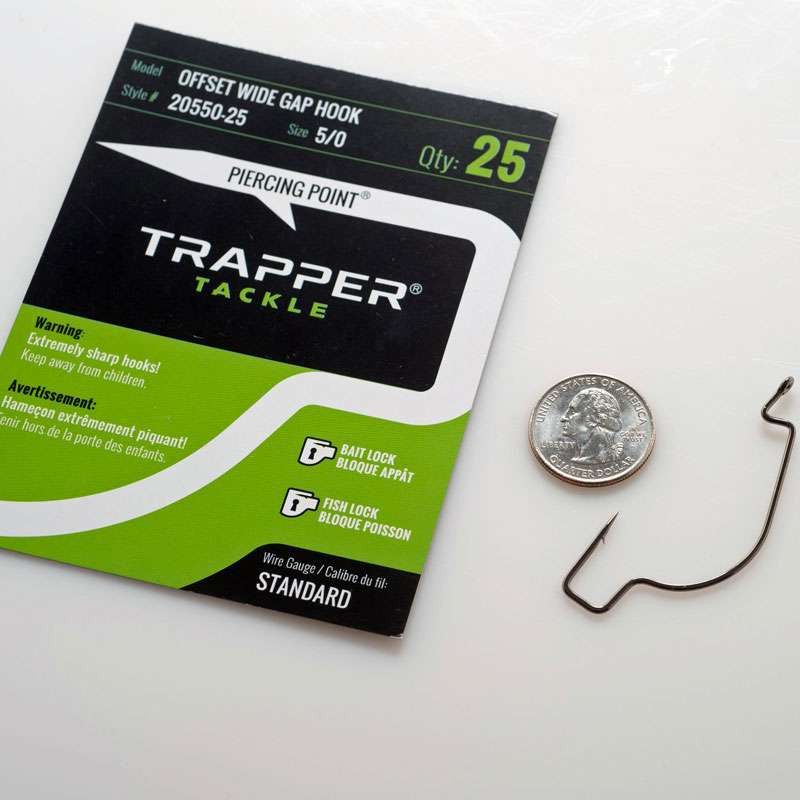 Trapper Tackle Offset Wide Gap Hook - Standard - 5/0 (25 Pack)