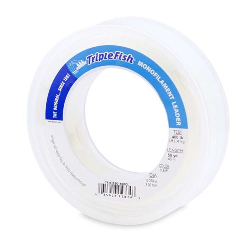 Triple Fish Monofilament Leader 50yds Clear 400lb Test